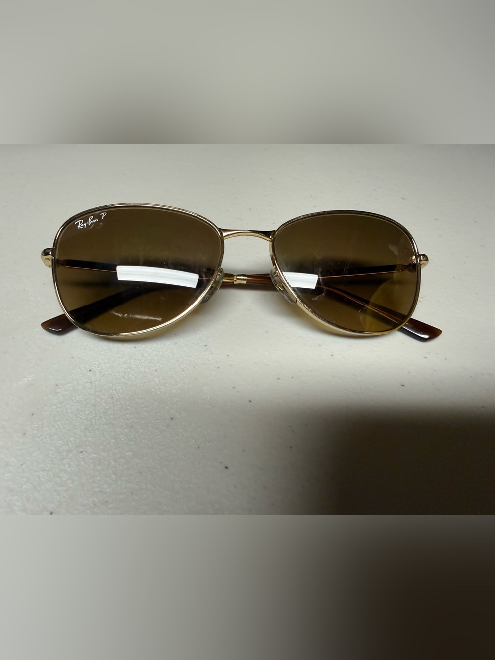 Ray-Ban Gold Frame with Brown Lenses Men's Sunglasses